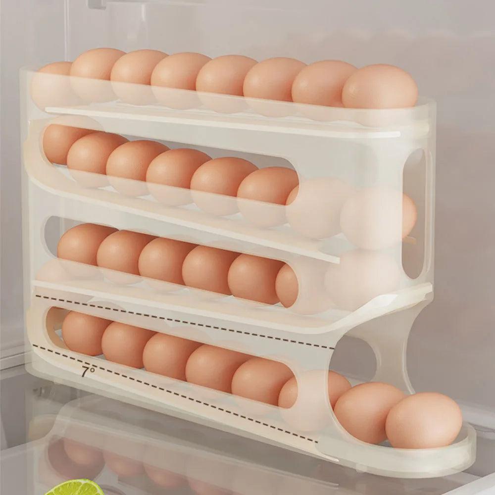 SANON Distributeur Œufs Automatique – Porte-Œufs Frigo à Roulement Gravité 2 Niveaux – Organisateur Cuisine Compact